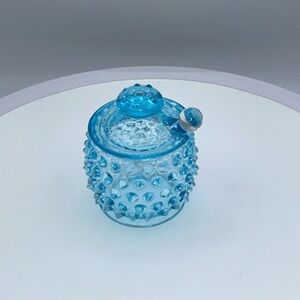 Vintage Fenton Blue Hobnail Jar